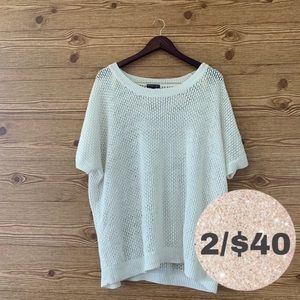 CREAM CROCHET TOP SUMMER BOHO KNIT LAYER 3X